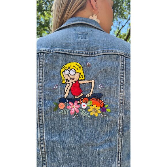 Hand Embroidered Lizzie McGuire Denim Jacket Size Small - Picture 1 of 9